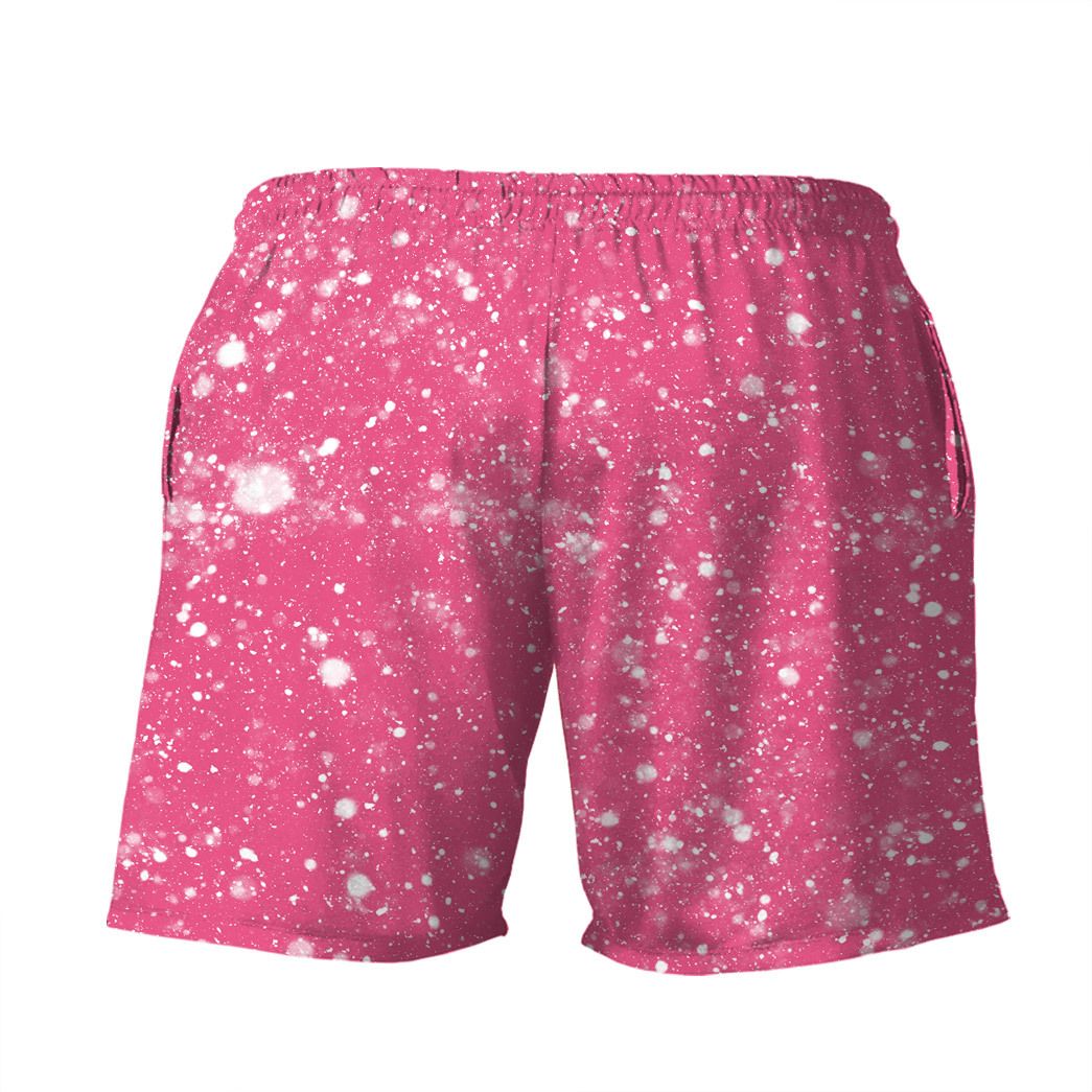 Flamingo Shorts Twinkle Flamingo on Swimming Float Beach Shorts Pink