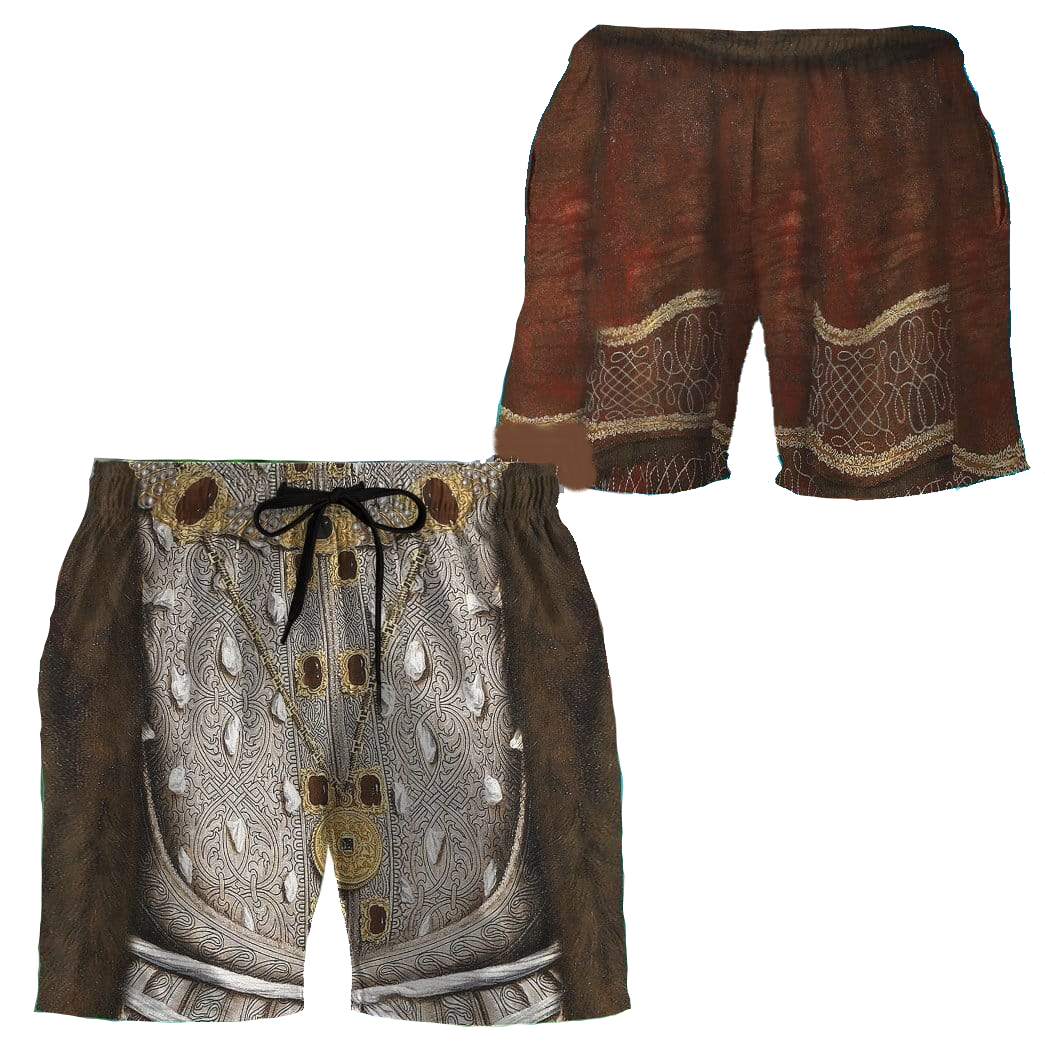 Historical Shorts Historical Henry Viii of England Costume Beach Shorts Brown