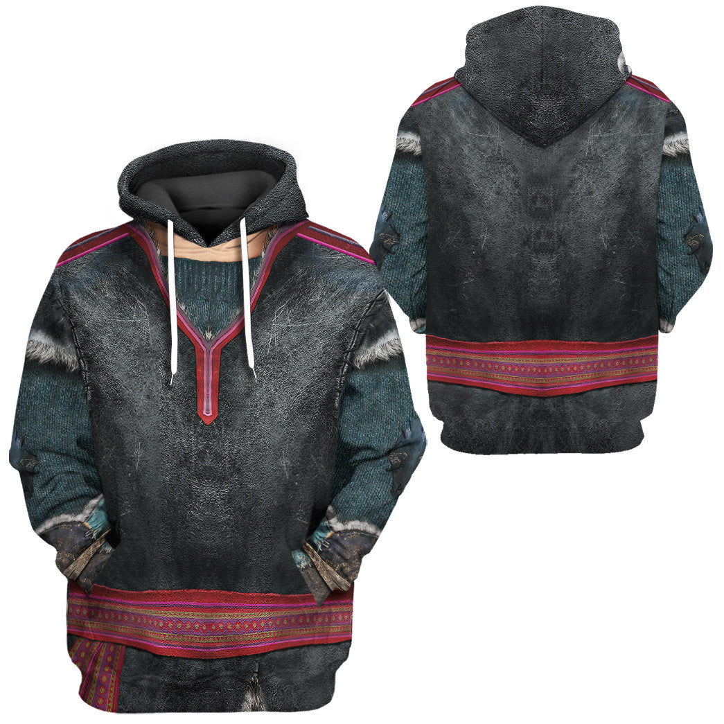 Frozen Hoodie DN Frozen Character Kristoff Costume Hoodie Gray Blue Unisex
