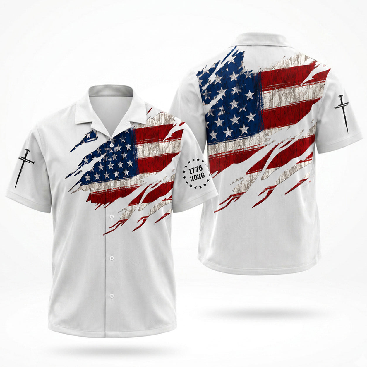American Flag Hawaiian Shirt Patriotic USA 1776 2026 Freedom Gift