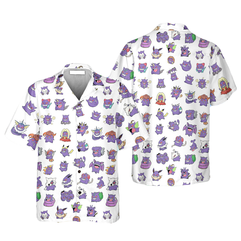 NoClaws Pokemon Hawaii Shirt Gengar Cosplays Other Pokemon Aloha Shirt White Unisex
