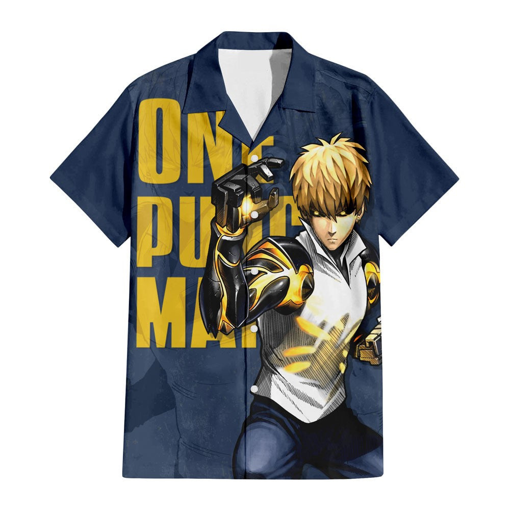 NoClaws One Punch Man Hawaii Shirt Genos S Glass Hero Aloha Shirt Gray Unisex