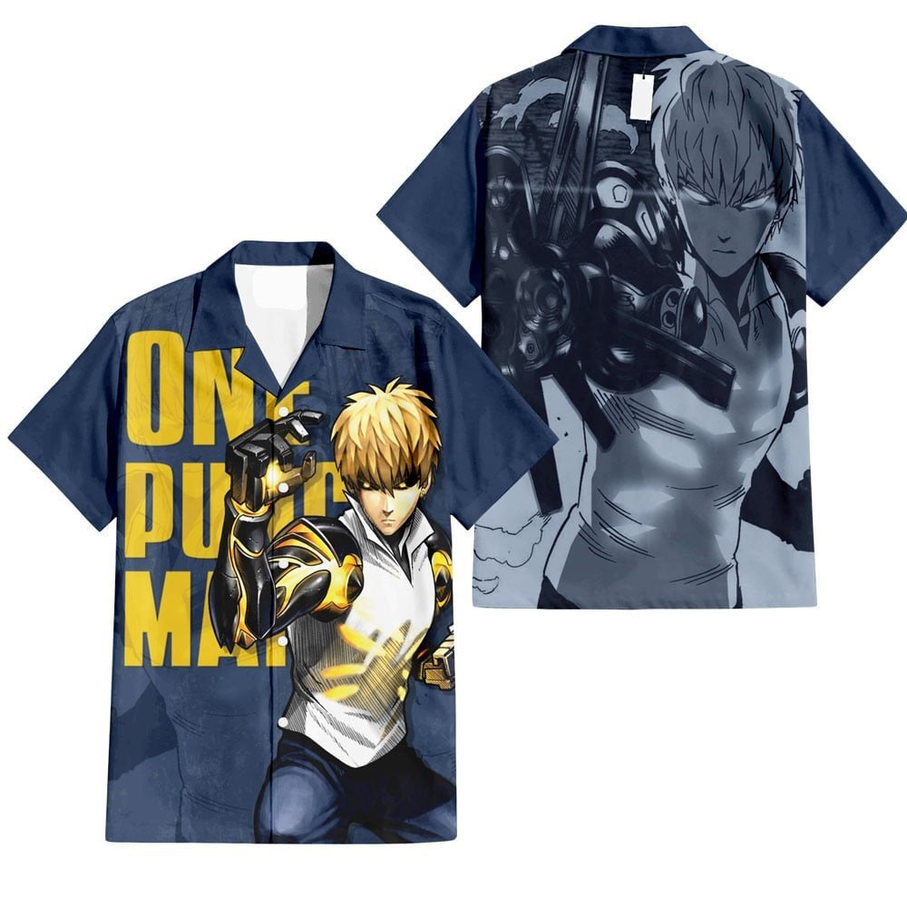 NoClaws One Punch Man Hawaii Shirt Genos S Glass Hero Aloha Shirt Gray Unisex