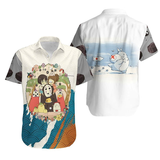 NoClaws Studio Ghibli Hawaii Shirt Chibi Spirited Away Characters Hawaiian Shirt Colorful Unisex