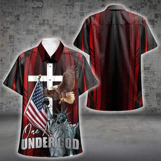 Veteran Hawaii Shirt God Bless Eagle One Nation Under God Hawaiian Aloha Shirts