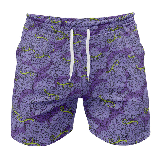 One Piece Shorts Gomu Gomu no Mi Luffy Devil Fruit Beach Shorts Purple