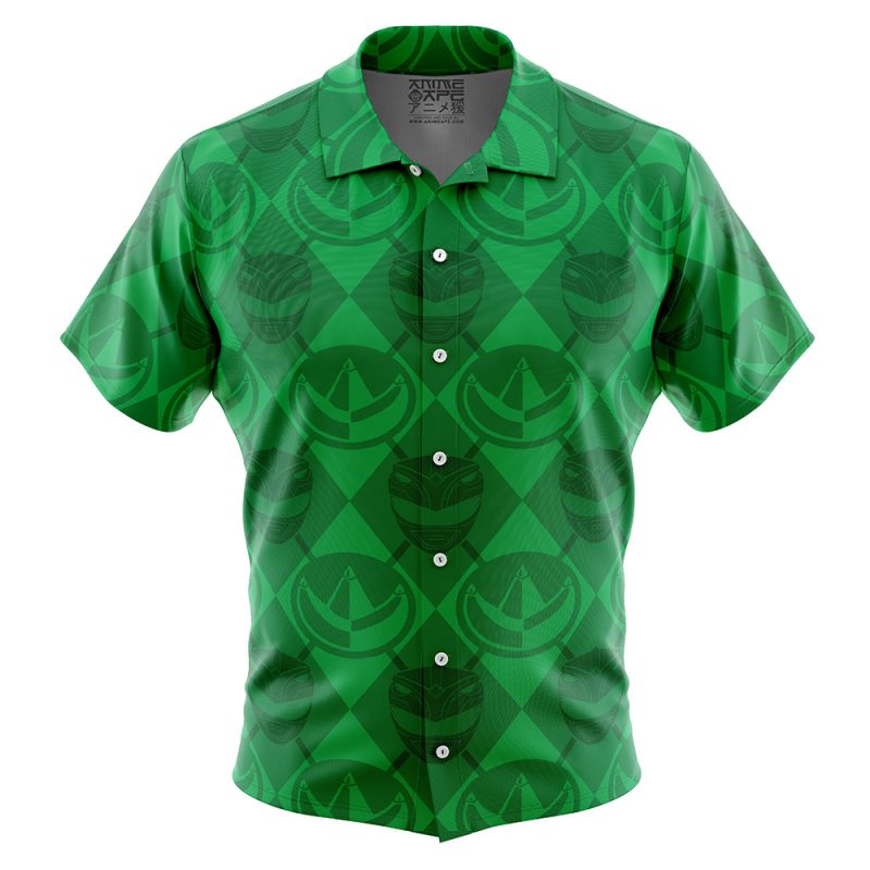 Green Ranger Pattern Power Rangers Button Up Hawaiian Shirt