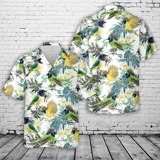 Green Jay Bird Hawaiian Shirt