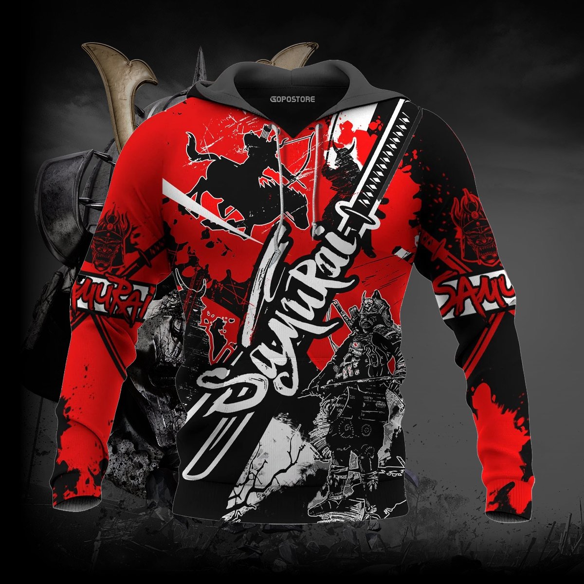 Gifury Japan T-shirt Japanese Samurai Red Black T-shirt Japan Hoodie Apparel 2022