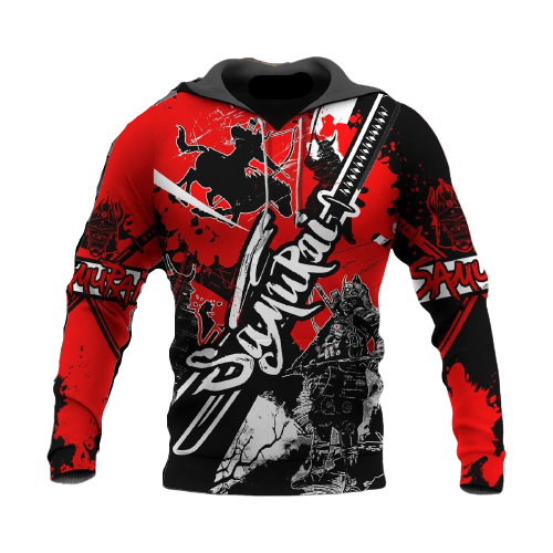 Gifury Japan T-shirt Japanese Samurai Red Black T-shirt Japan Hoodie Apparel 2024