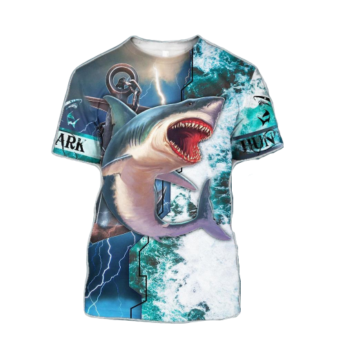 Shark T-shirt Shark Hoodie Shark Fishing Hunting Ocean Blue T-shirt Hoodie Apaprel Adult Unisex Full Size