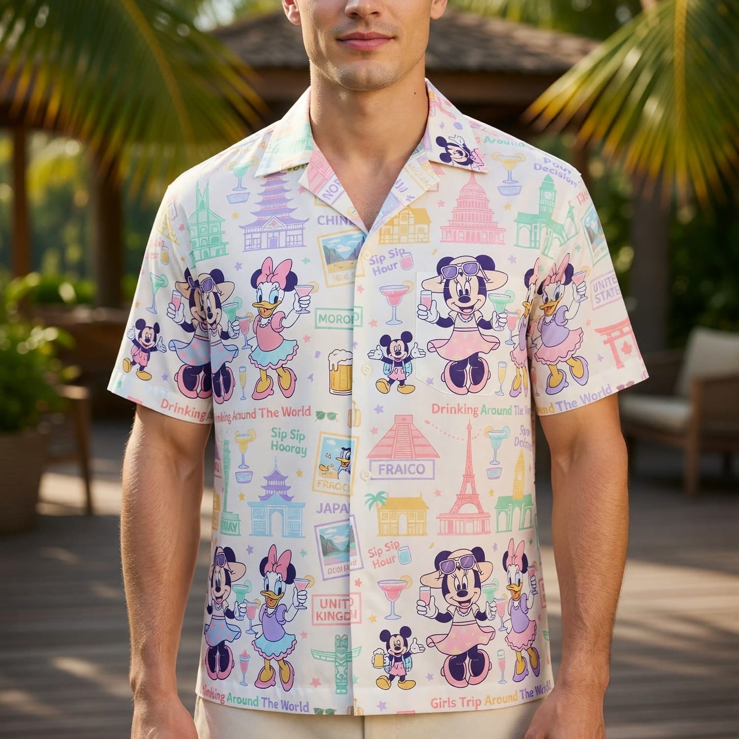 World Park Drinking Around The World Hawaiian Shirt - Girls Trip Pattern - HW069E3RG