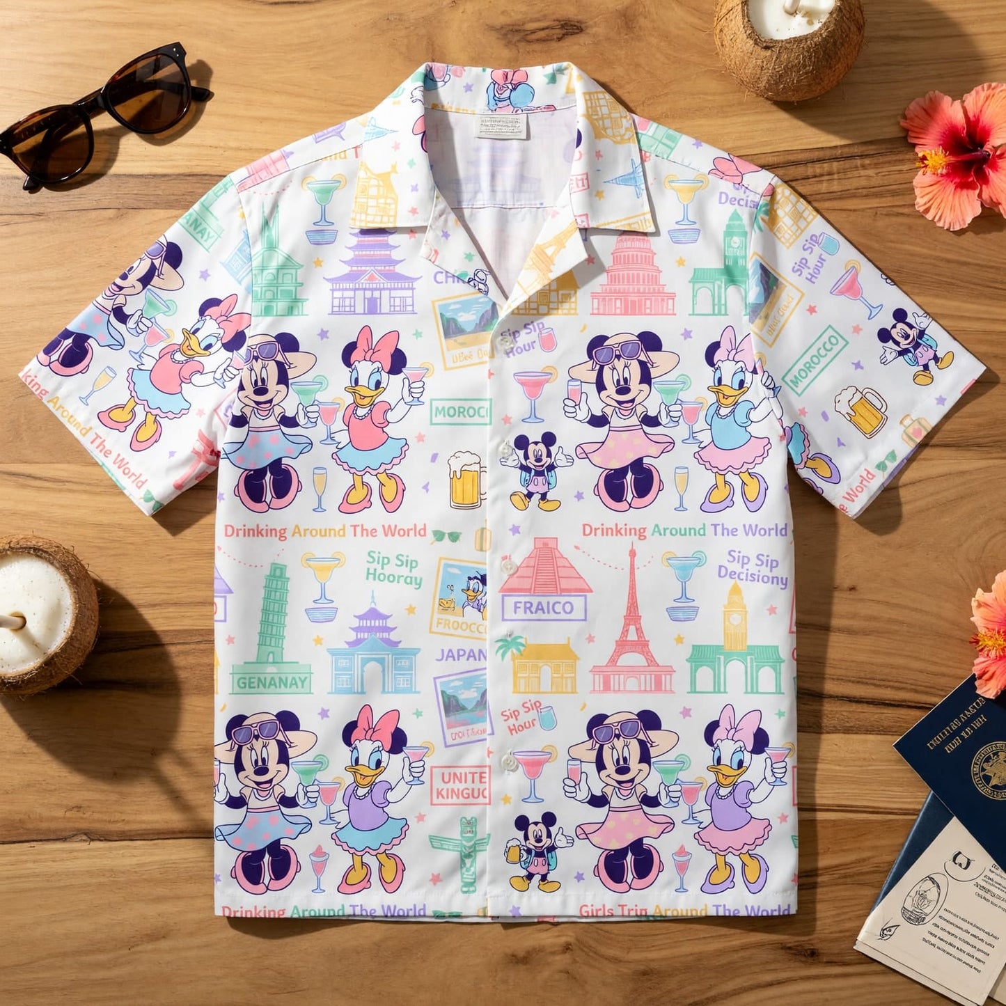 World Park Drinking Around The World Hawaiian Shirt - Girls Trip Pattern - HW069E3RG