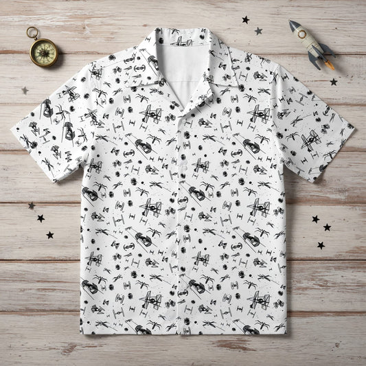 Galactic Spaceship Hawaiian Shirt - Galactic Fleet Pattern Apparel - HW06NBTJ3
