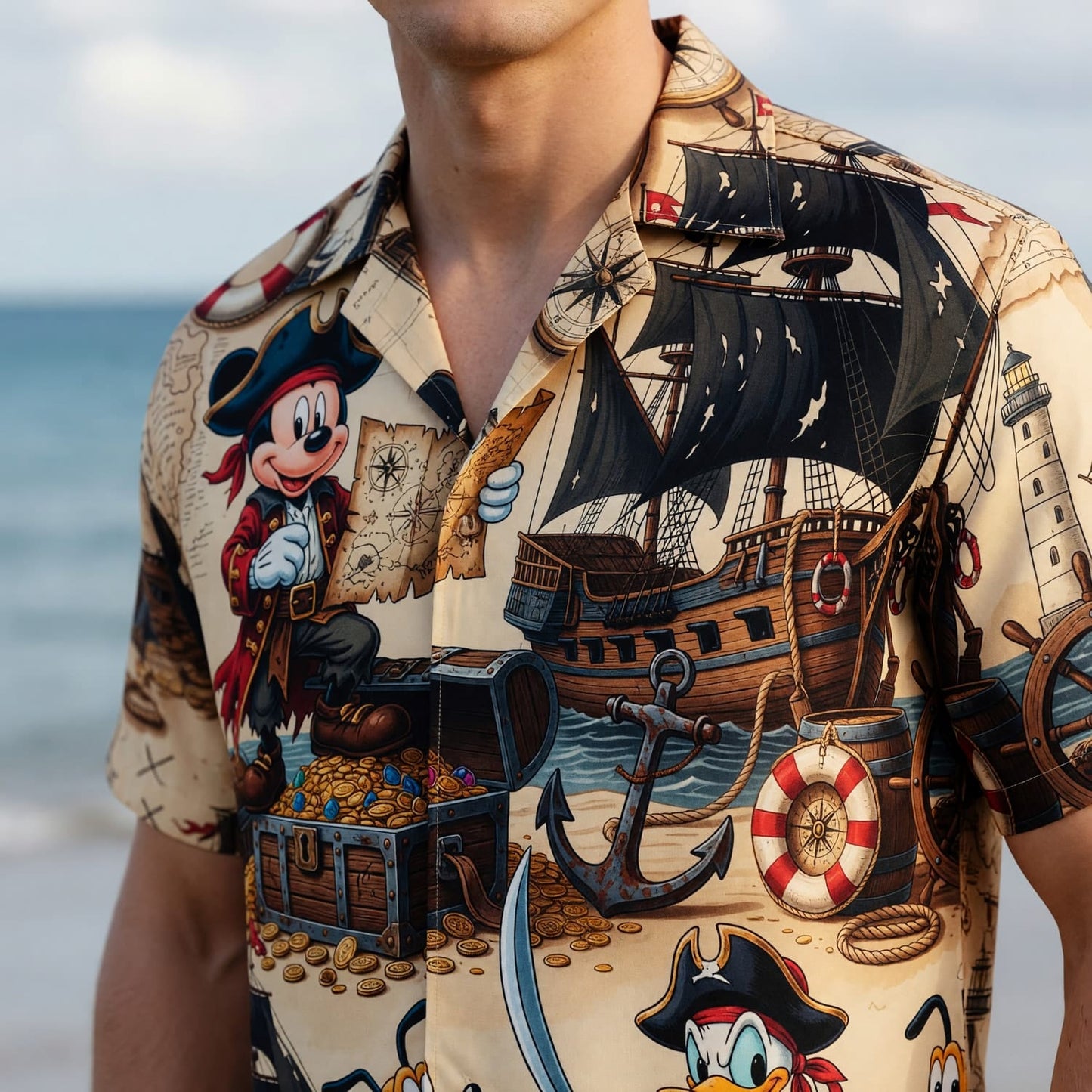 Pirate Mouse Duck Hawaiian Shirt - Adventure Beachwear - HW0K6NGWX