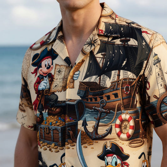 Pirate Mouse Duck Hawaiian Shirt - Adventure Beachwear - HW0K6NGWX