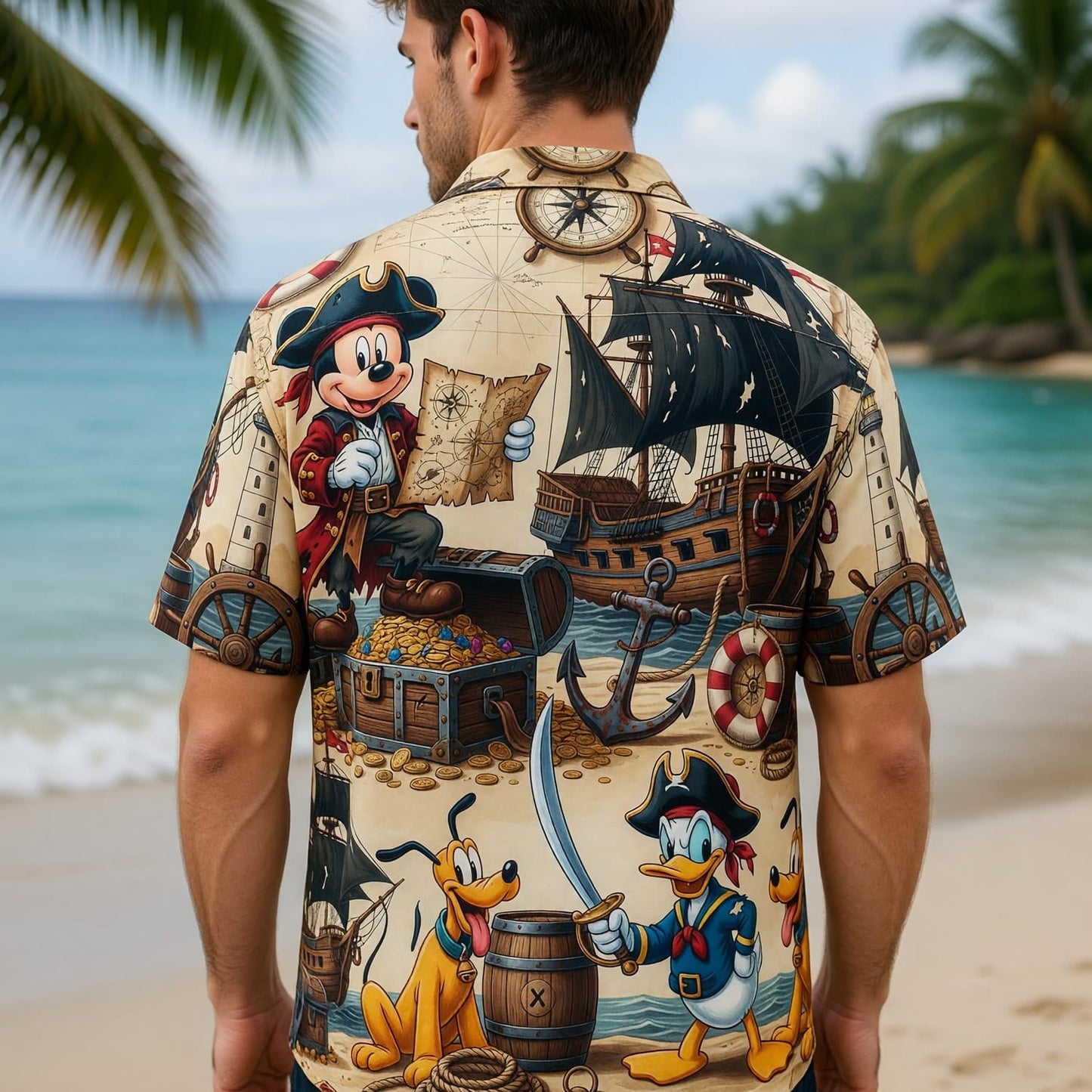 Pirate Mouse Duck Hawaiian Shirt - Adventure Beachwear - HW0K6NGWX