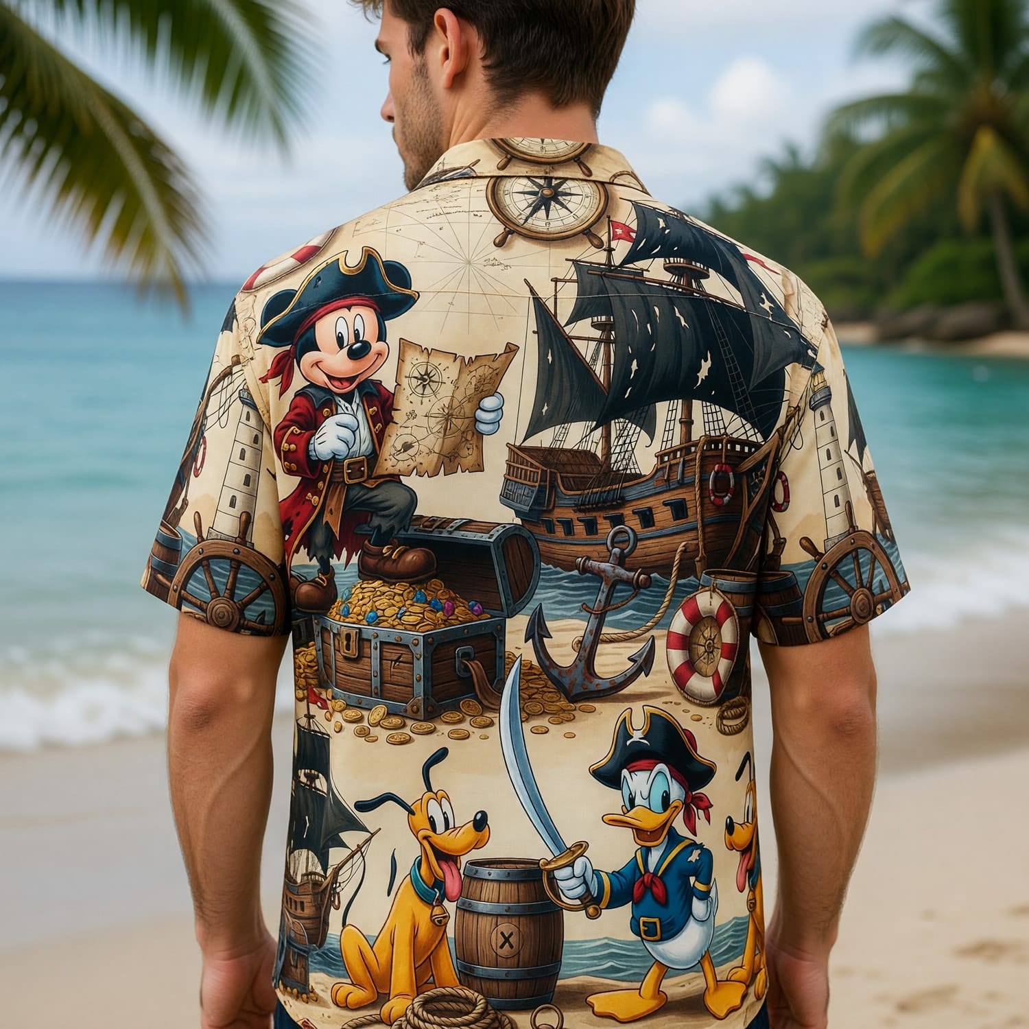 Pirate Mouse Duck Hawaiian Shirt - Adventure Beachwear - HW0K6NGWX