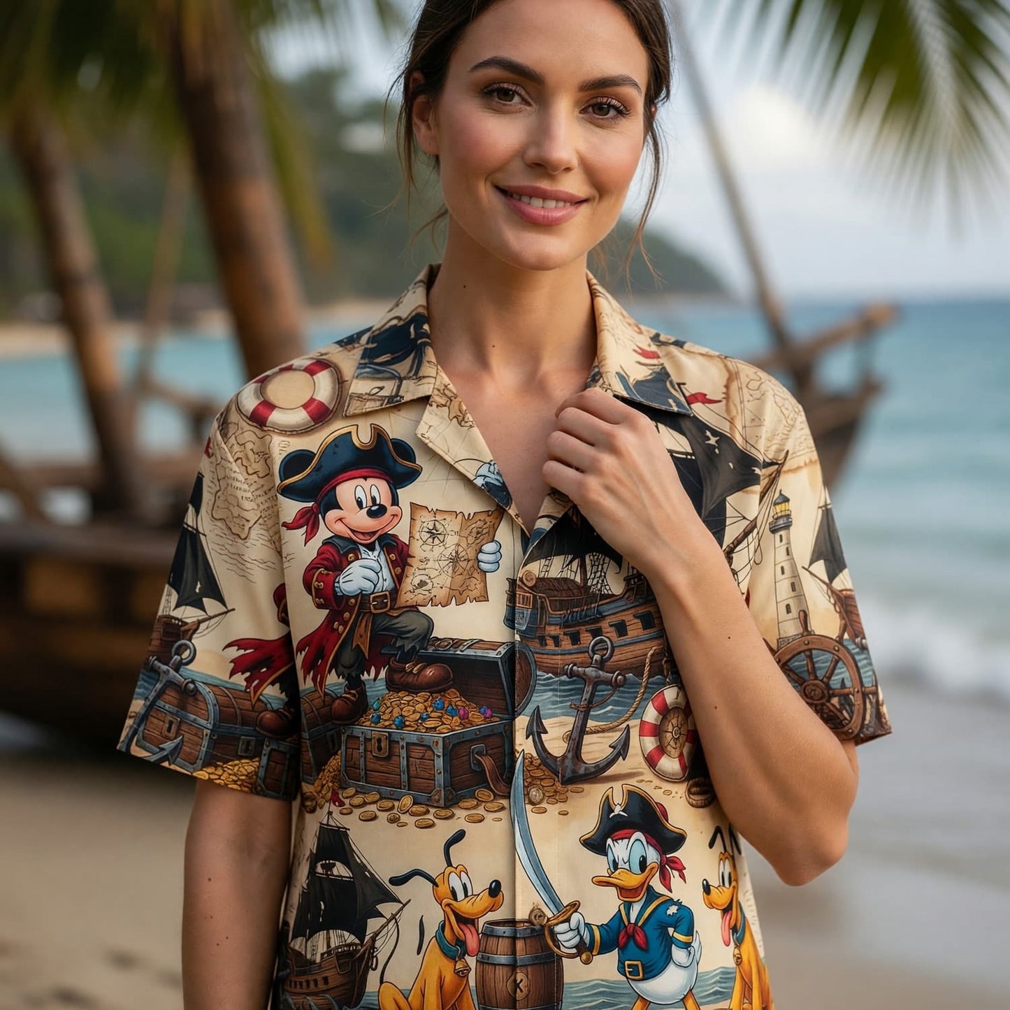 Pirate Mouse Duck Hawaiian Shirt - Adventure Beachwear - HW0K6NGWX