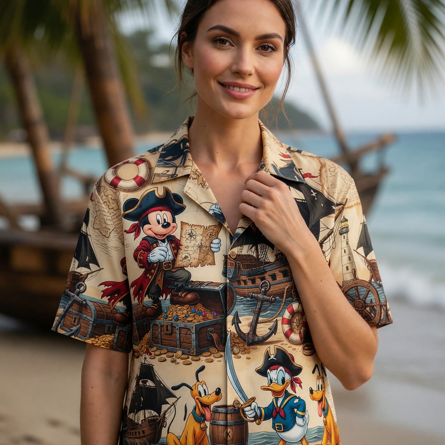 Pirate Mouse Duck Hawaiian Shirt - Adventure Beachwear - HW0K6NGWX