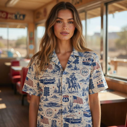 America 250 Classic Road Trip 1776-2026 Vintage Premium Hawaiian Shirt - HW1DOC1001