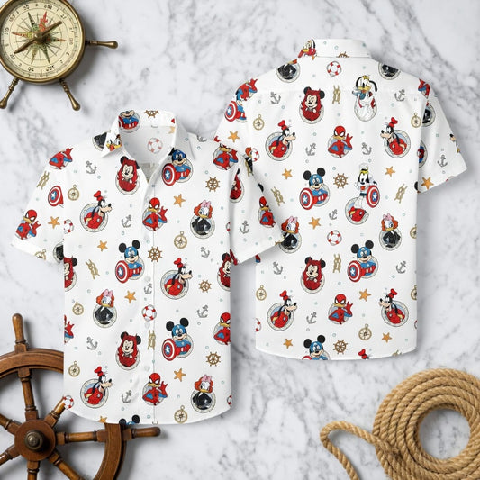 Nautical Heroes Premium Hawaiian Shirt - Mouse Shield Hero & Superhero Friends - HW3SKD9001