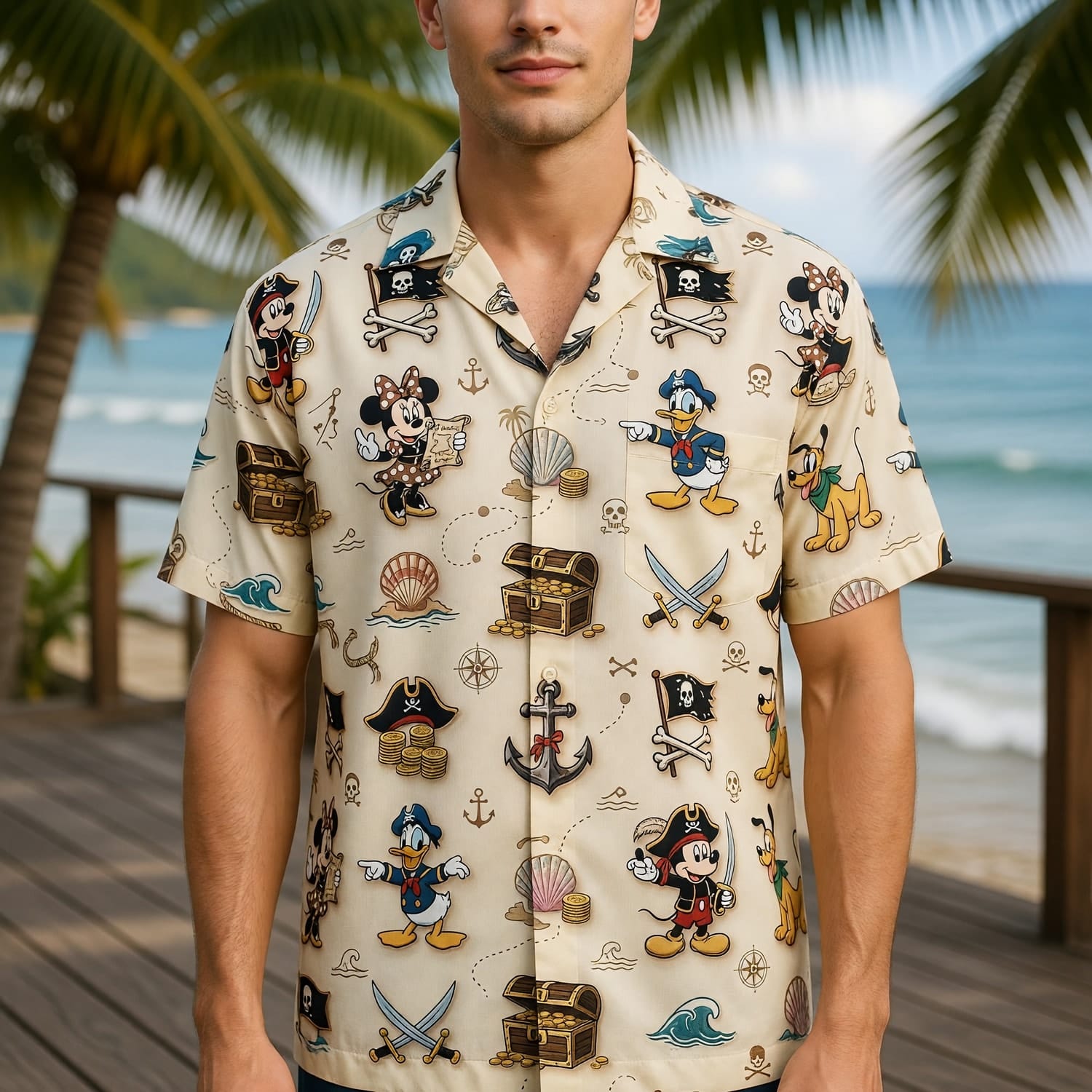Pirate Hawaiian Shirt - Mouse Adventure Pattern - HW49O3XVC
