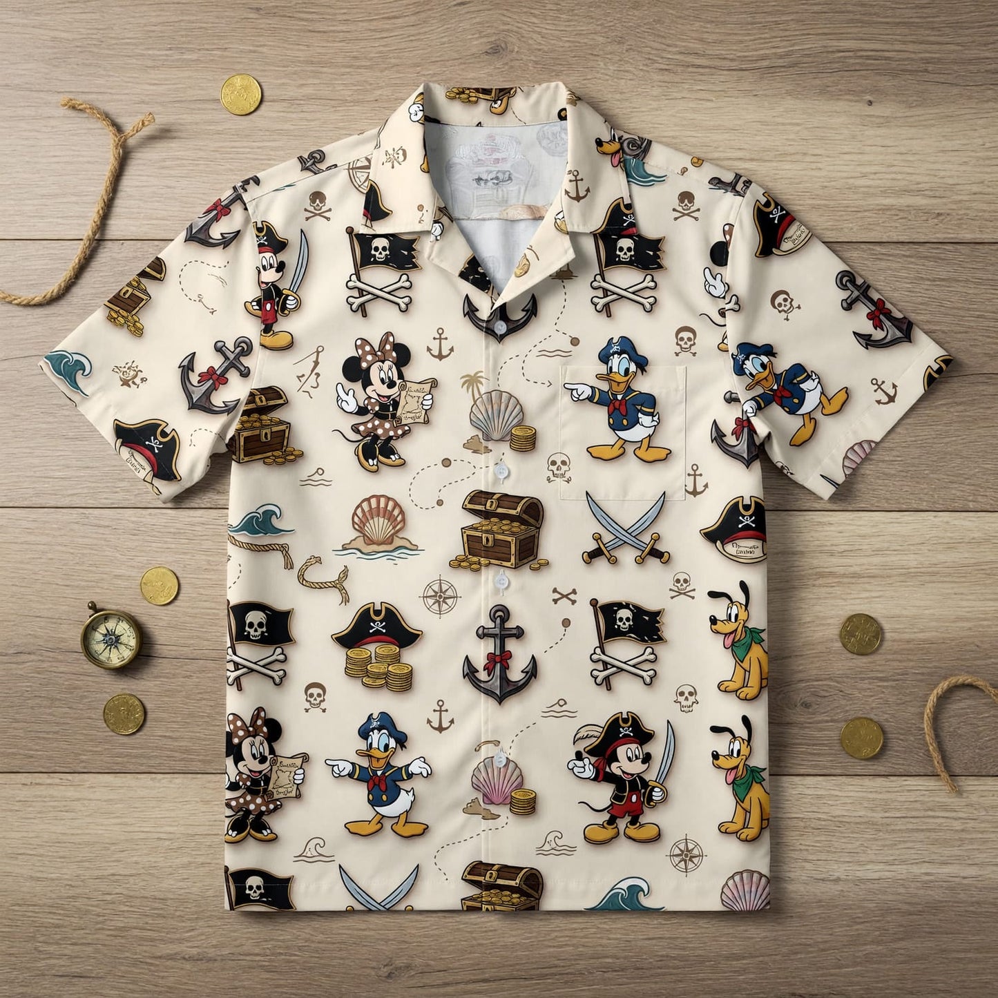 Pirate Hawaiian Shirt - Mouse Adventure Pattern - HW49O3XVC