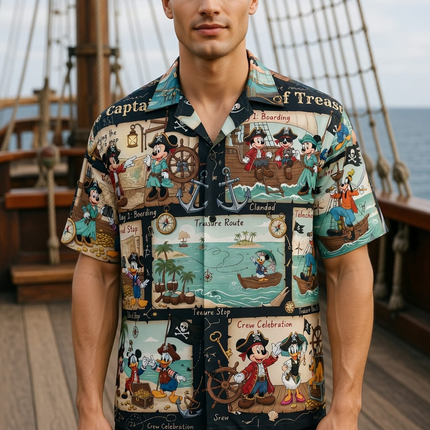 Pirate Mouse Hawaiian Shirt - Treasure Adventure Map - HW4XNJONE
