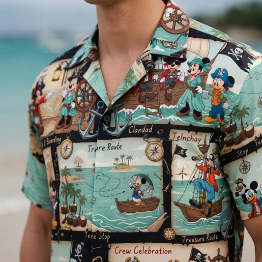 Pirate Mouse Hawaiian Shirt - Treasure Adventure Map - HW4XNJONE