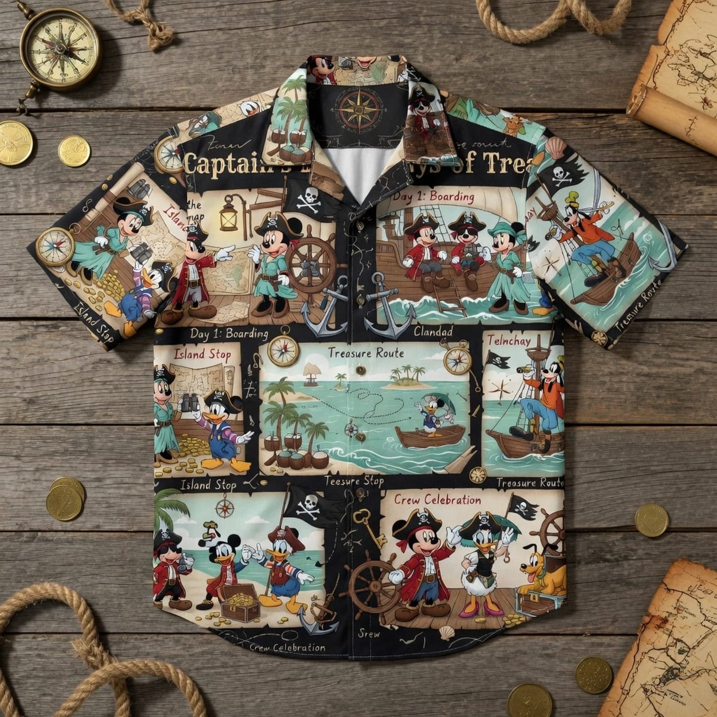 Pirate Mouse Hawaiian Shirt - Treasure Adventure Map - HW4XNJONE