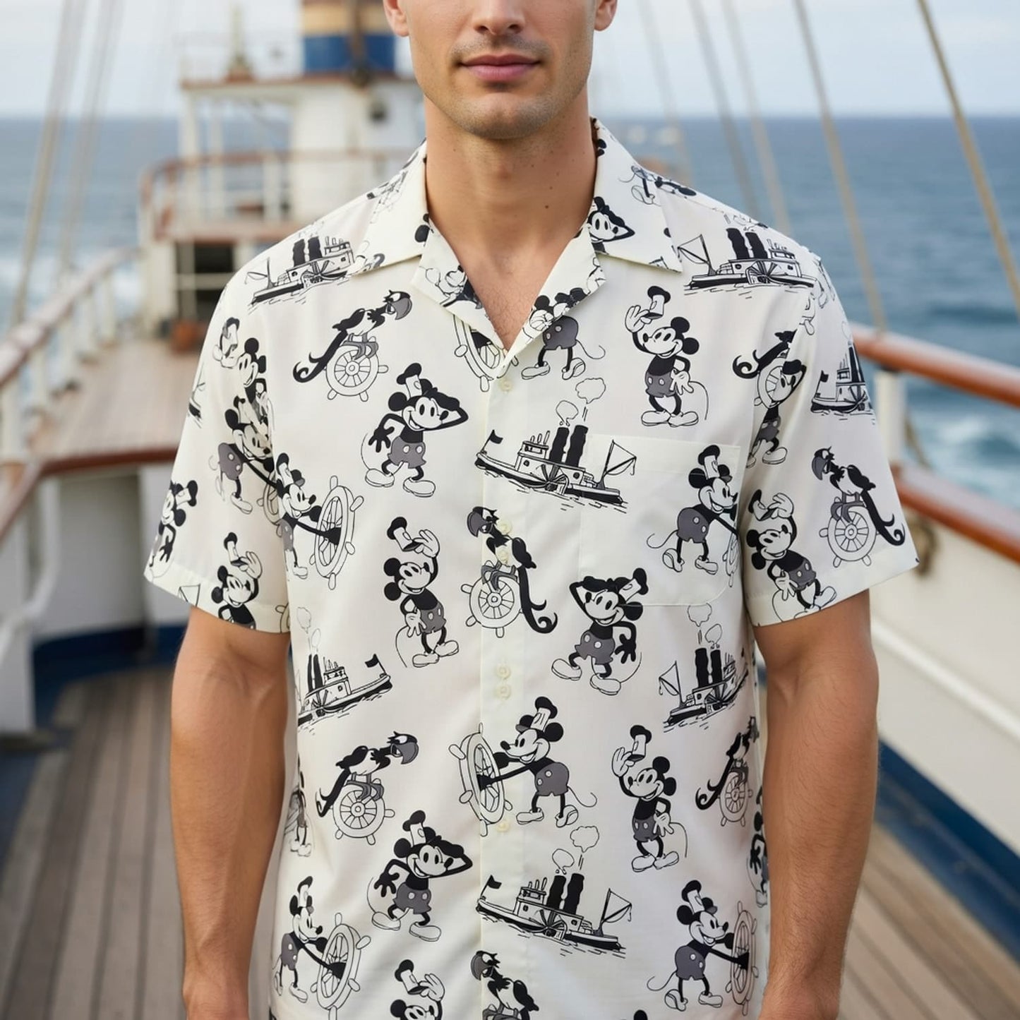 Vintage Steamboat Mouse Hawaiian Shirt - Vintage Sailor Print - HW6IBKYQQ