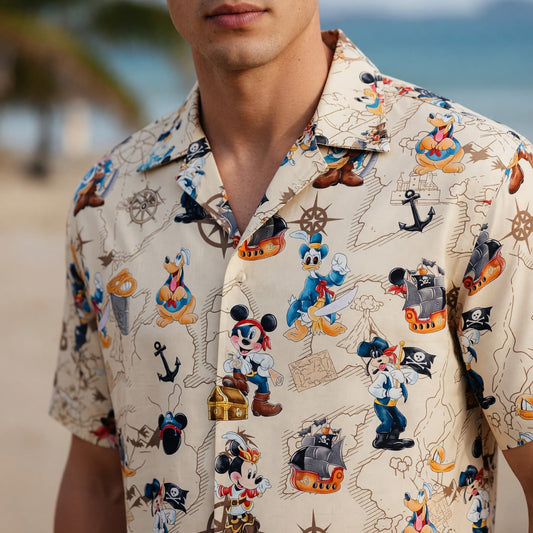 Pirates Hawaiian Shirt - Mouse Cartoon Beach Apparel - HW76BIQMJ