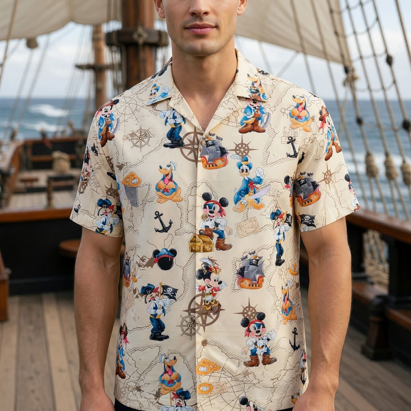 Pirates Hawaiian Shirt - Mouse Cartoon Beach Apparel - HW76BIQMJ