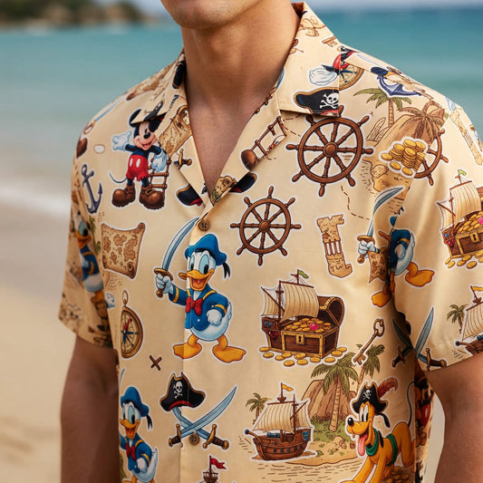 Pirates Hawaiian Shirt - Mouse Duck Silly Dog Pirate Apparel - HW7EWP0GV