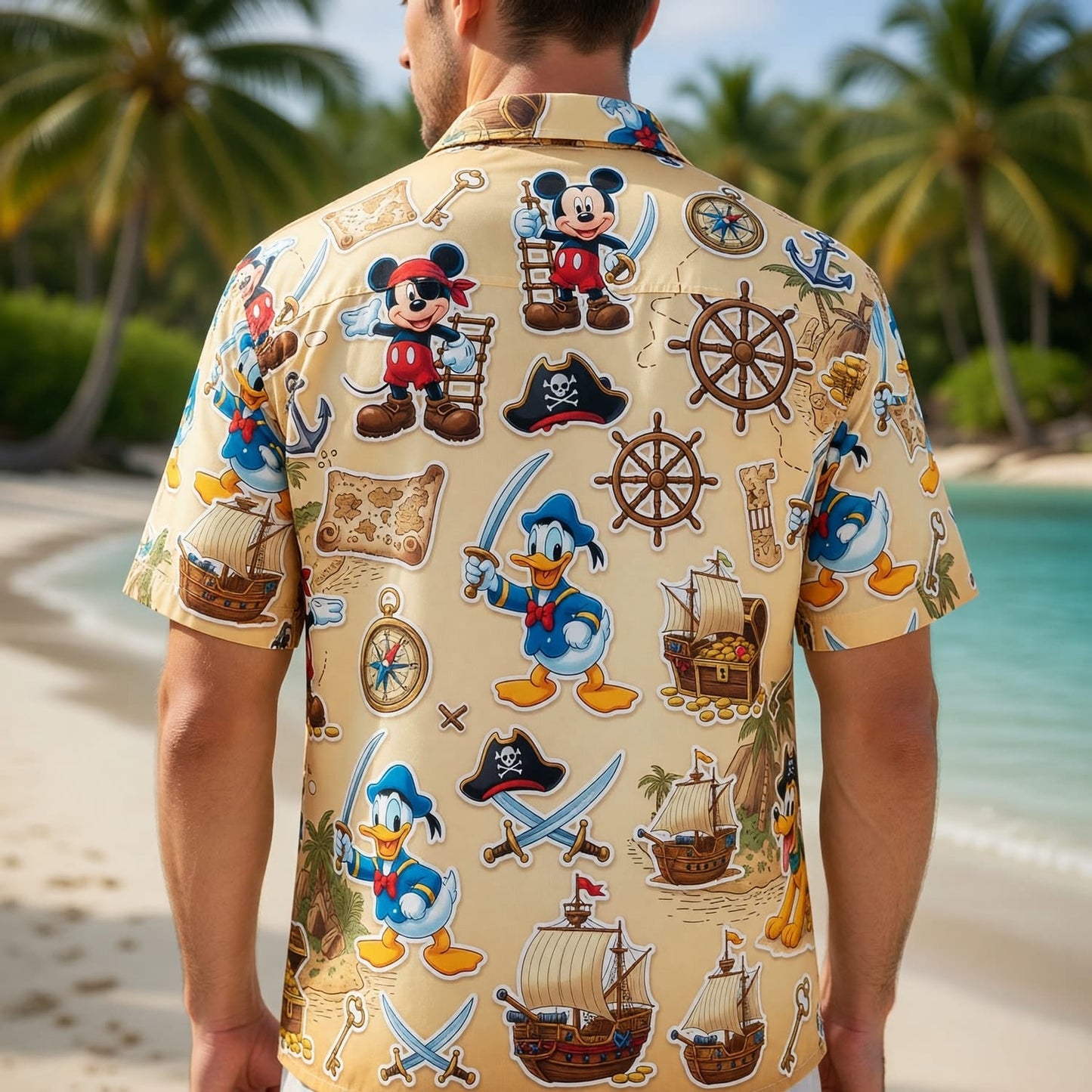 Pirates Hawaiian Shirt - Mouse Duck Silly Dog Pirate Apparel - HW7EWP0GV