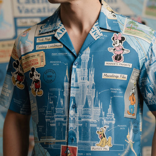 Castle Park Hawaiian Shirt - Vintage Blueprint Archive - HW7K9CHPG