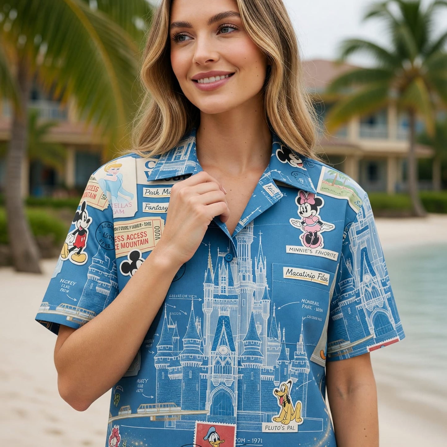 Castle Park Hawaiian Shirt - Vintage Blueprint Archive - HW7K9CHPG