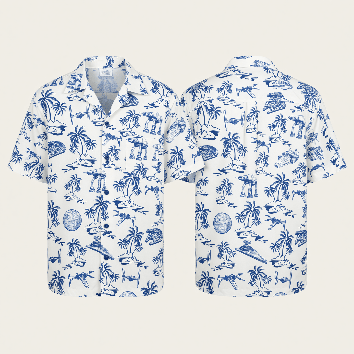 Galactic Aloha Shirt - Blue Tropical Starship Hawaiian - HW970S1001