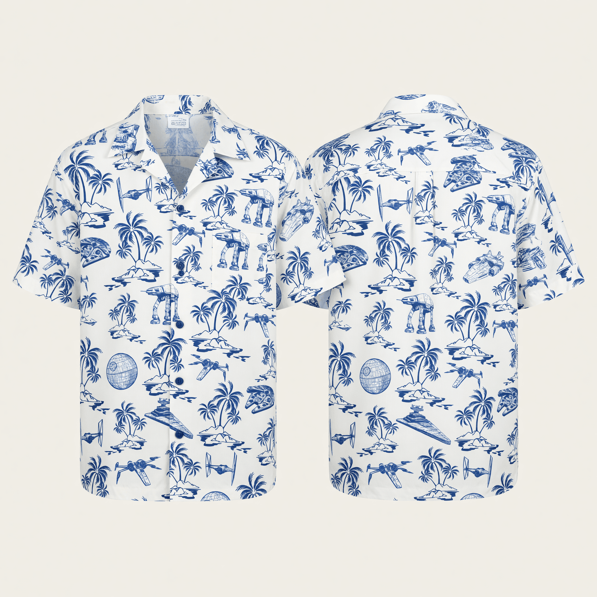 Galactic Aloha Shirt - Blue Tropical Starship Hawaiian - HW970S1001