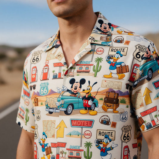 Mouse Route 66 Hawaiian Shirt - Vintage Road Trip Apparel - HW9CSO2RB