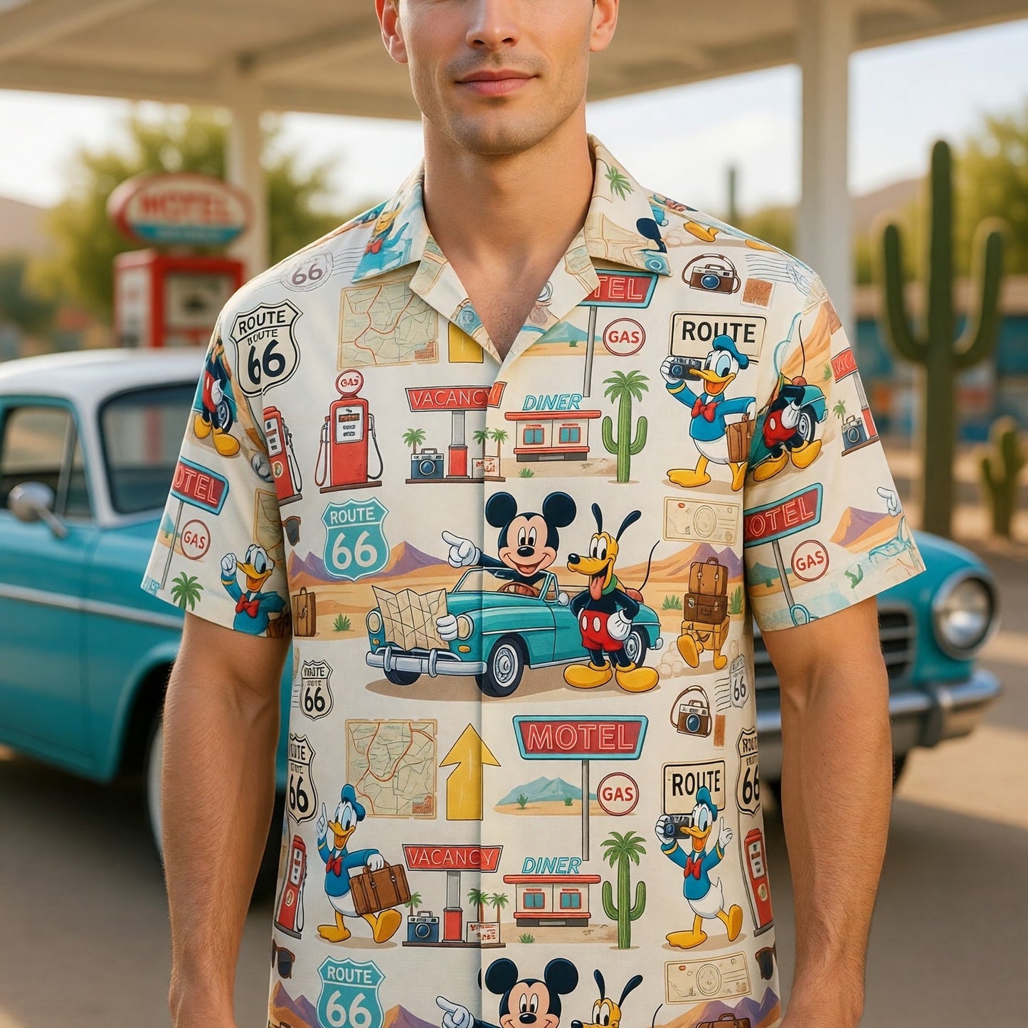 Mouse Route 66 Hawaiian Shirt - Vintage Road Trip Apparel - HW9CSO2RB