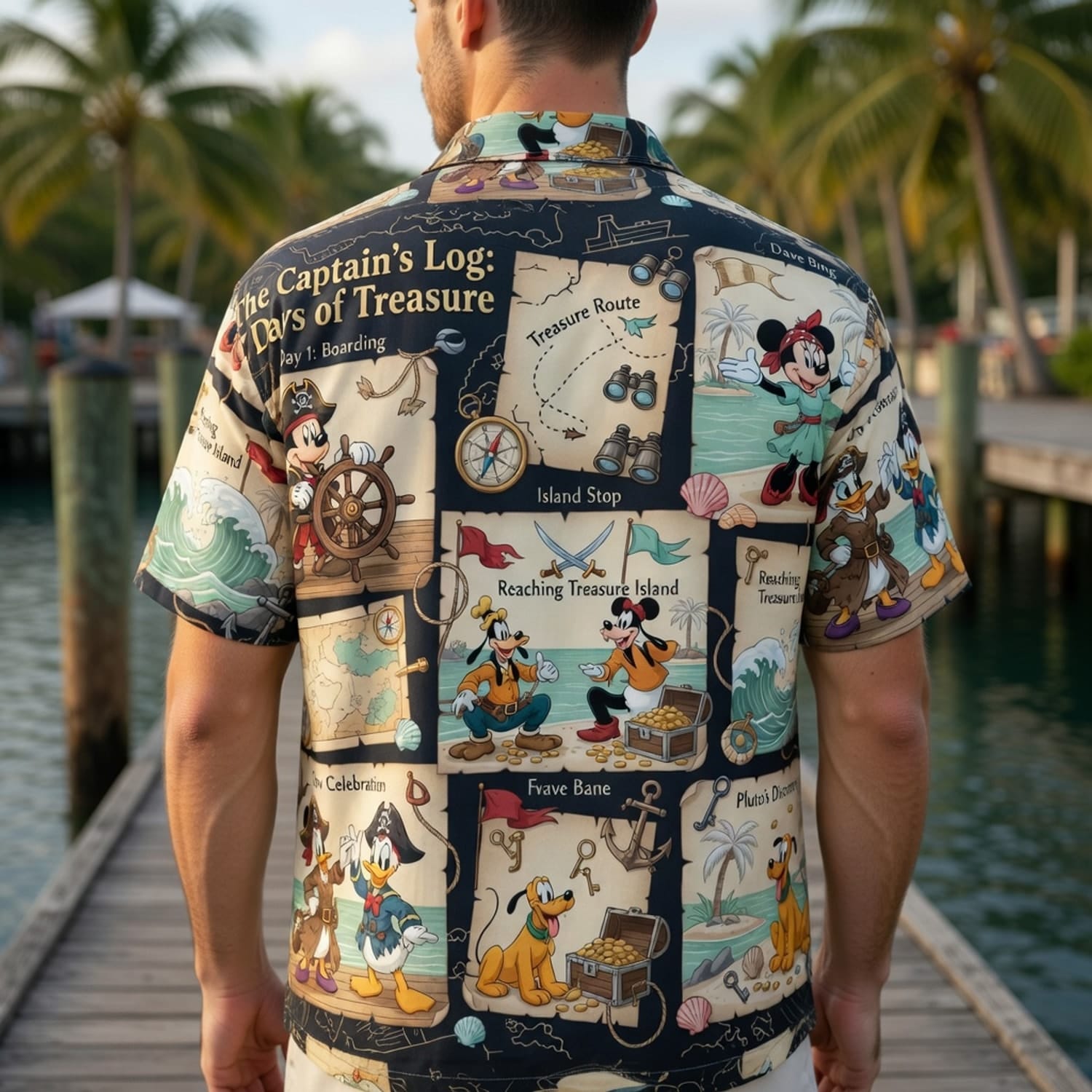 Pirate Mouse Hawaiian Shirt - Treasure Island Cartoon Beachwear - HWALT8U7N