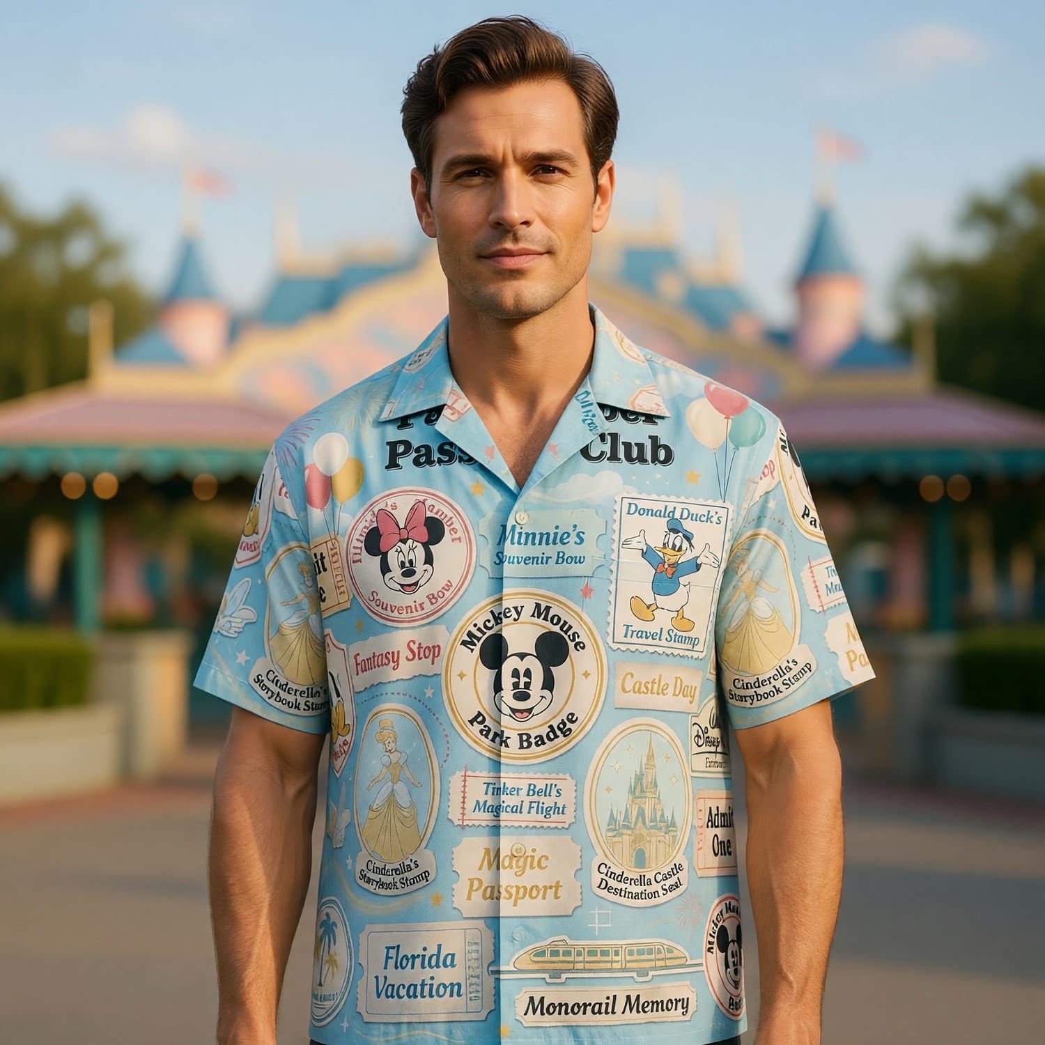 Theme Park Hopper Hawaiian Shirt - Vintage Passport Club - HWAST2JOA