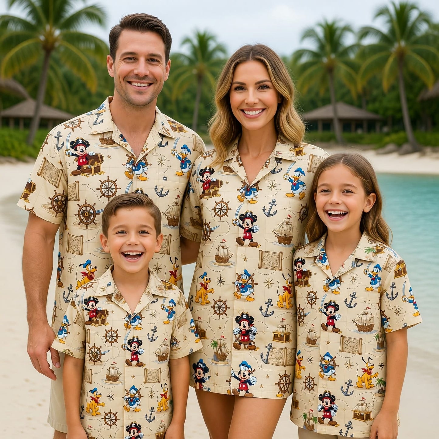 Pirate Mouse Hawaiian Shirt - Cartoon Nautical Map Pattern - HWB47YAPM