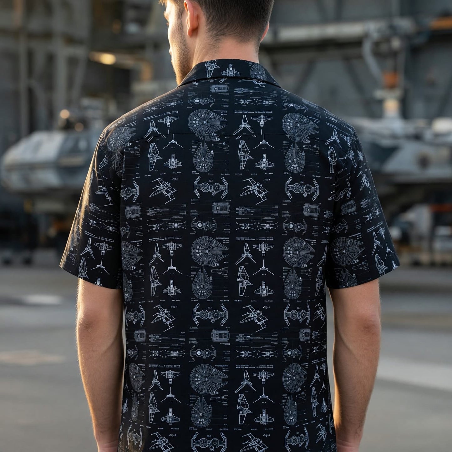 Galactic Ships Hawaiian Shirt - Blueprint Fleet Pattern Apparel - HWBLR9YEF