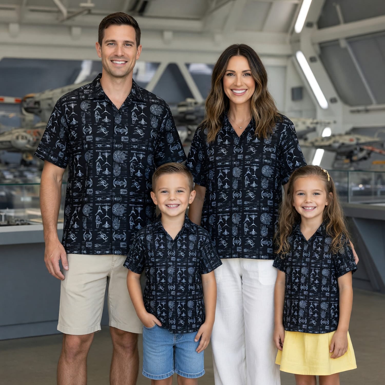 Galactic Ships Hawaiian Shirt - Blueprint Fleet Pattern Apparel - HWBLR9YEF