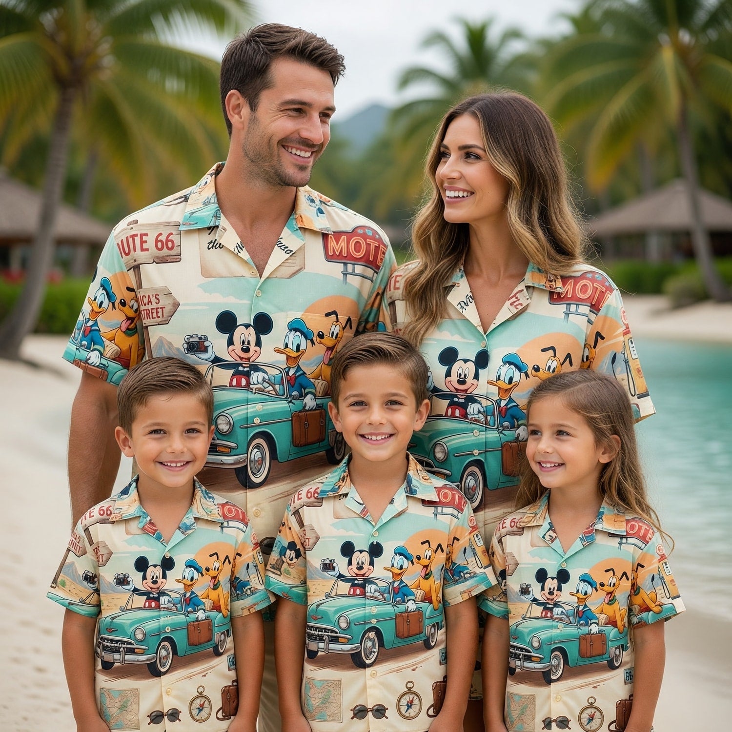 Route 66 Hawaiian Shirt - Retro Mouse Duck Pup Road Trip - HWCMGM70K