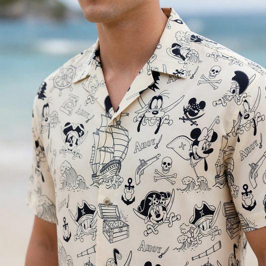Pirate Mouse Hawaiian Shirt - Ahoy Cartoon Beach Apparel - HWCZTJZGF