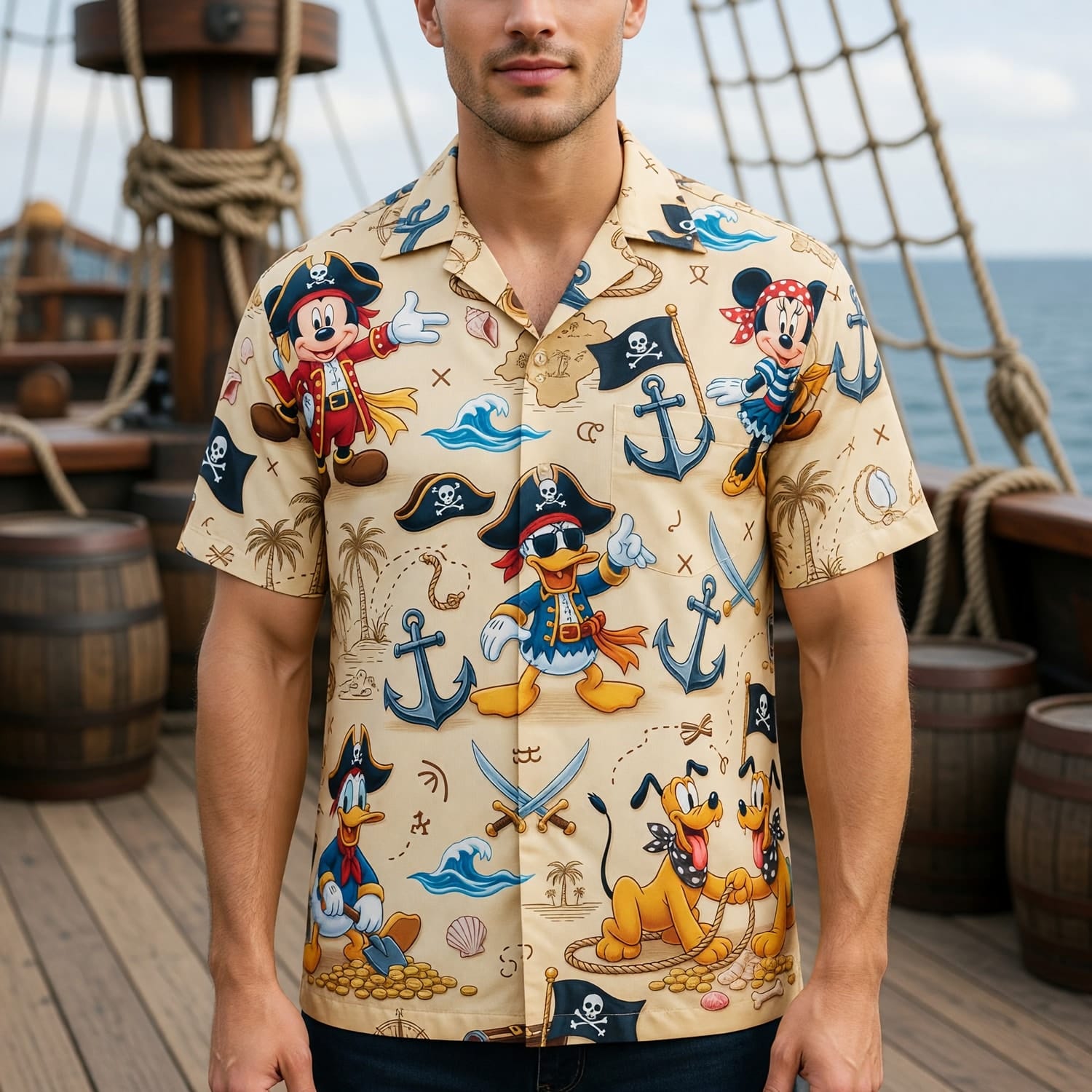 Pirate Mouse Hawaiian Shirt - Cartoon Tropical Apparel - HWF5YHLEA